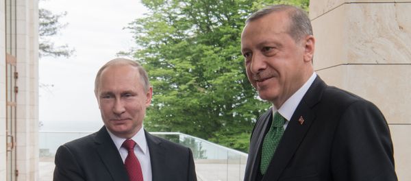 Президент РФ Владимир Путин и президент Турции Реджеп Тайип Эрдоган во время встречи, 3 мая 2017 года - Sputnik Азербайджан