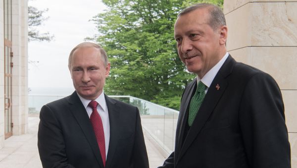 Президент РФ Владимир Путин и президент Турции Реджеп Тайип Эрдоган во время встречи, 3 мая 2017 года - Sputnik Азербайджан