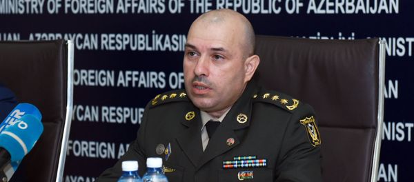 Глава пресс-службы министерства обороны АР Вагиф Даргяхлы  в ходе пресс-конференции в МИД АР - Sputnik Азербайджан