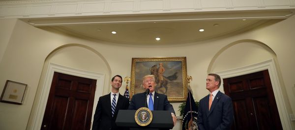 Президент США Дональд Трамп выступает во время объявления об иммиграционной реформе, Белый дом, 2 августа 2017 года - Sputnik Азербайджан