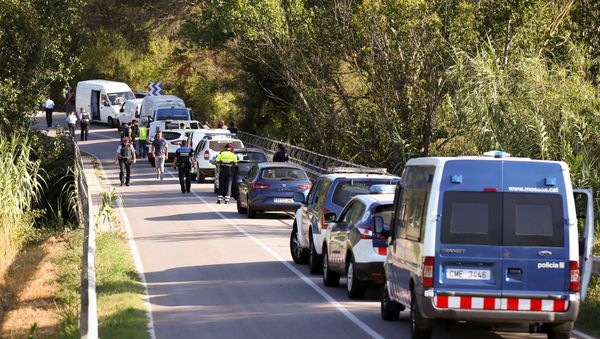Полиция на месте теракта  в Барселоне, фото из архива - Sputnik Азербайджан