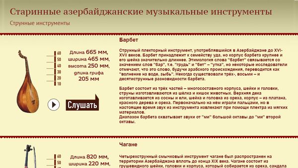 Старинные азербайджанские музыкальные инструменты - Sputnik Азербайджан