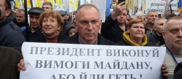 Участники акции в поддержку политической реформы в Киеве - Sputnik Азербайджан