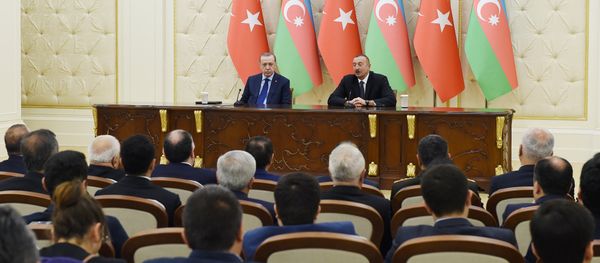 Президенты Азербайджана и Турции выступили с заявлениями для печати - Sputnik Азербайджан
