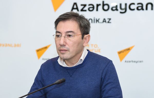 Видеомост Баку-Москва-Астана в мультимедийном пресс-центре Sputnik Азербайджан, посвященный проблемам Каспия - Sputnik Азербайджан