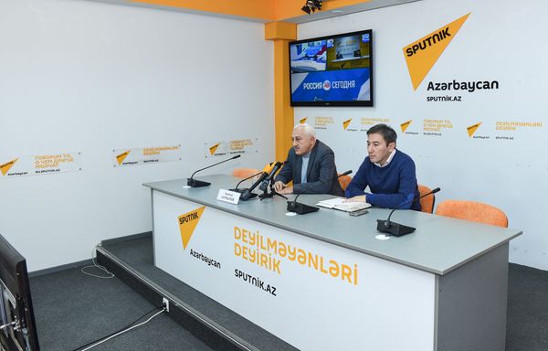 Видеомост Баку-Москва-Астана в мультимедийном пресс-центре Sputnik Азербайджан, посвященный проблемам Каспия - Sputnik Азербайджан