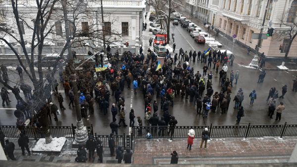 Участники митинга у Министерства внутренних дел Украины, фото из архива - Sputnik Азербайджан