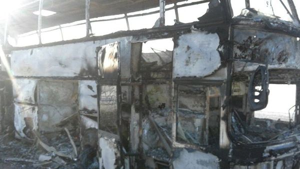 Сгоревший в Иргизском районе автобус, архивное фото - Sputnik Азербайджан