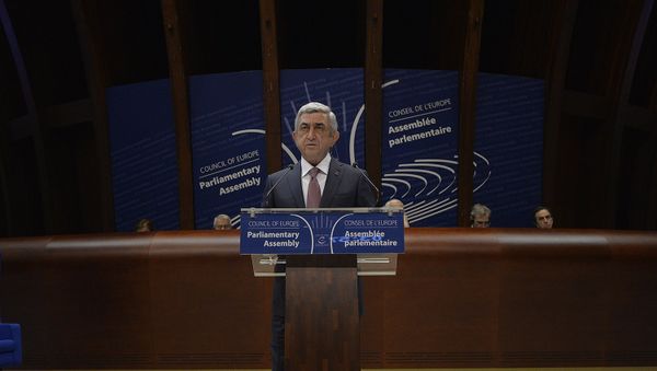 Выступление президента Армении Сержа Саргсяна на зимней сессии ПАСЕ, 24 января 2018 года - Sputnik Азербайджан