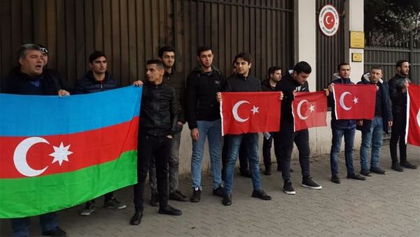 В Грузии азербайджанская молодежь провела акцию в поддержку Турции - Sputnik Азербайджан
