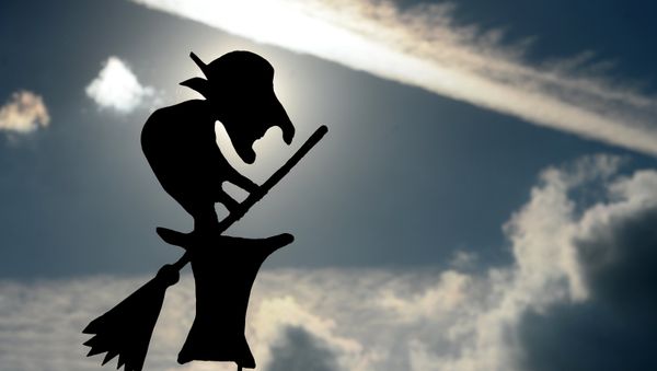 Сказочный персонаж Баба-Яга у избушки на курьих ножках, фото из архива - Sputnik Азербайджан