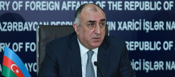 Министр иностранных дел АР Эльмар Мамедъяров во время пресс-конференции в Баку - Sputnik Азербайджан