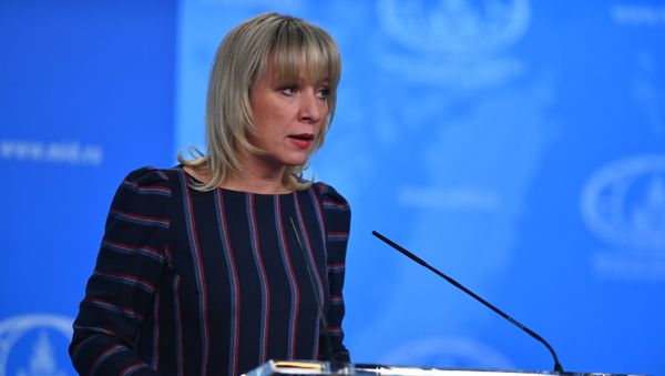 Официальный представитель министерства иностранных дел РФ Мария Захарова во время брифинга - Sputnik Азербайджан