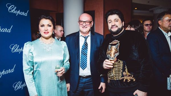 Анна Нетребко, Сталик Ханкишиев и Юсиф Эйвазов, Москва, 2 февраля 2018 года - Sputnik Азербайджан