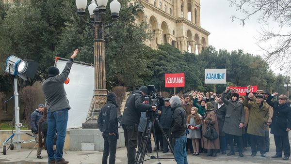 Съемки фильма, посвященного 100-летию Азербайджанской Демократической Республики - Sputnik Азербайджан
