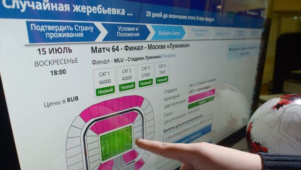 Выбор билета на матч ЧМ-2018 на официальном сайте FIFA - Sputnik Азербайджан