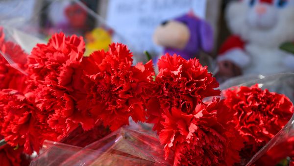 Цветы у стен посольства РФ в Азербайджане в память по погибшим в Кемерово - Sputnik Азербайджан