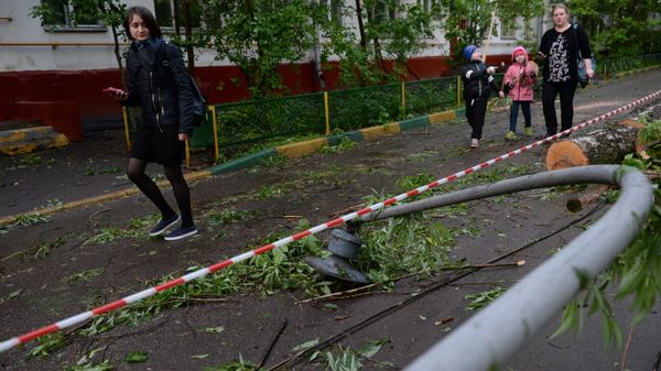Поваленный ураганом фонарный столб, фото из архива - Sputnik Азербайджан