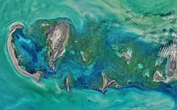 Снимок Тюленьих островов в Каспийском море, сделанный спутником Landsat 8 - Sputnik Азербайджан