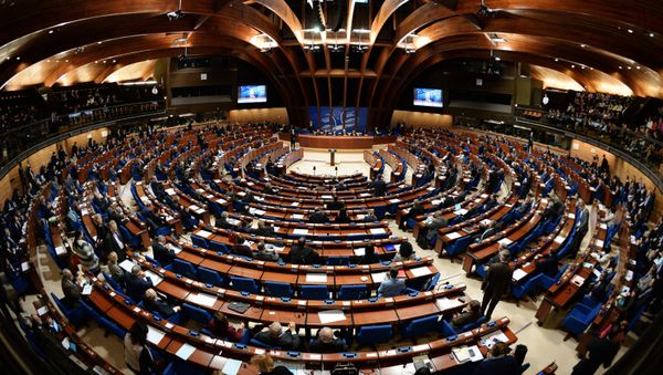 Делегаты в зале на пленарном заседании зимней сессии Парламентской ассамблеи Совета Европы (ПАСЕ) - Sputnik Азербайджан
