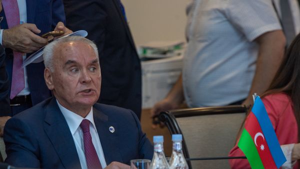 Заместитель министра иностранных дел Азербайджана Махмуд Мамедгулиев на 38-ом заседании глав МИД ОЧЭС (27 июня 2018). Еревaн - Sputnik Азербайджан