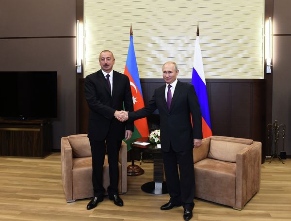 Президенты Азербайджана и РФ Ильхам Алиев и Владимир Путин во время встречи. Сочи, резиденция Бочаров Ручей, 1 сентября 2018 года  - Sputnik Азербайджан
