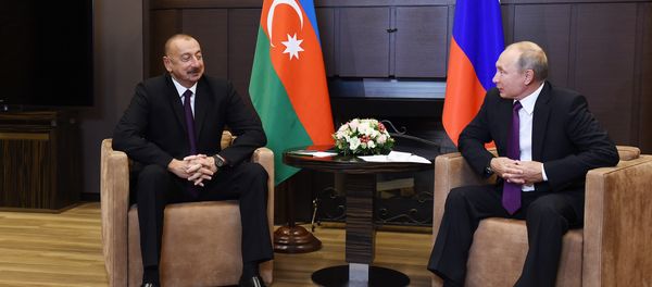 Президенты Азербайджана и РФ Ильхам Алиев и Владимир Путин - Sputnik Азербайджан