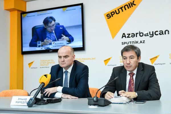 Видеомост Москва – Астана – Баку – Бишкек – Ереван – Кишинев – Минск на тему: Экономическое взаимодействие в рамках СНГ - Sputnik Азербайджан