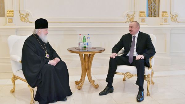 İlham Əliyev Moskvanın və bütün Rusiyanın Patriarxı Kirillə görüşüb - Sputnik Азербайджан