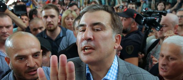 Бывший президент Грузии и экс-губернатор Одесской области Украины Михаил Саакашвили во время встречи в киевском аэропорту Борисполь - Sputnik Азербайджан