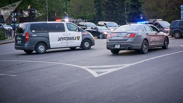 Полицейские автомобили у подъема Элбакидзе - Sputnik Азербайджан