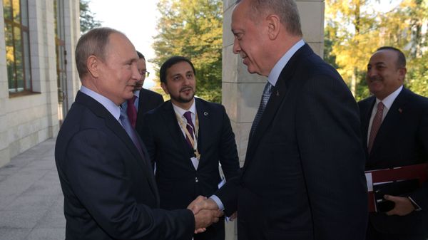 Президент России Владимир Путин и президент Турции Реджеп Тайип Эрдоган - Sputnik Азербайджан