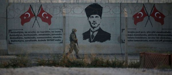 Турецкий солдат на турецко-сирийской границе в Акчакале в провинции Шанлыурфа, Турция - Sputnik Азербайджан