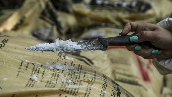 Полицейский в подпольной лаборатории по изготовлению синтетических наркотиков - Sputnik Азербайджан