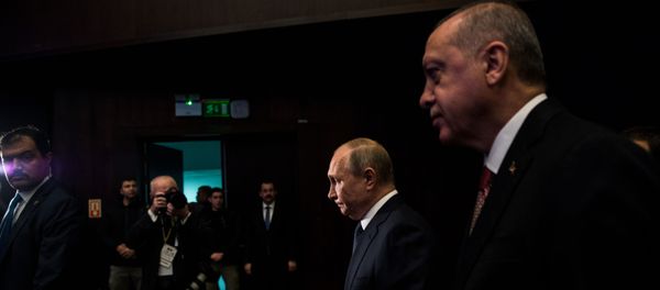 Президенты России и Турции Владимир Путин и Реджеп Тайип  - Sputnik Азербайджан