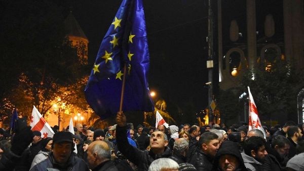 Участники акции протеста в Тбилиси - Sputnik Азербайджан