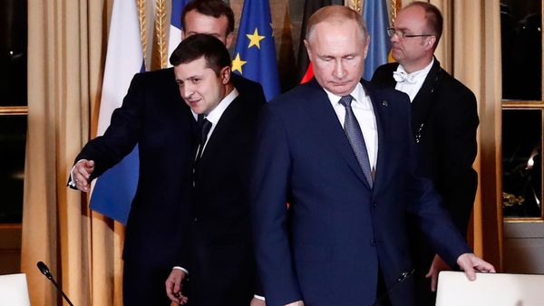 Владимир Путин и Владимир Зеленский, фото из архива - Sputnik Азербайджан