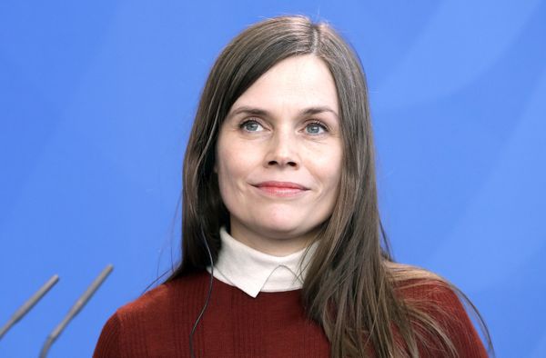 Премьер-министра Исландии Катрин Якобсдоуттир на пресс-конференции в Берлине, Германия - Sputnik Азербайджан