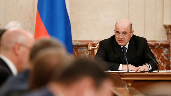 Председатель правительства России Михаил Мишустин на совещании с членами кабинета министров РФ, фото из архива - Sputnik Азербайджан