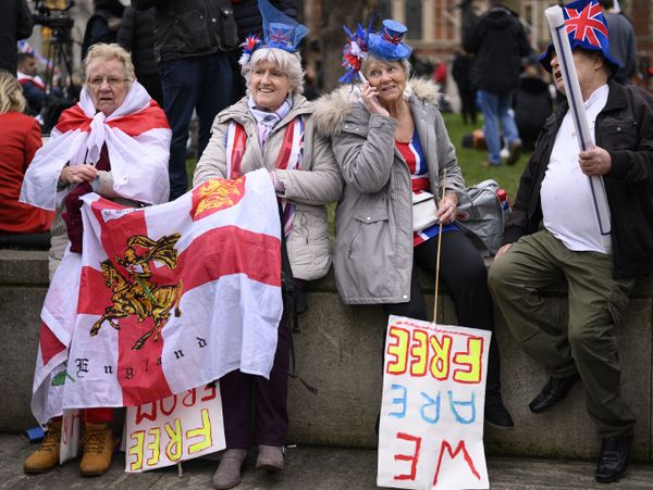 Сторонников Brexit на площади перед парламентом в пятницу собралось больше, чем во время любого из ранее проводимых митингов за выход из ЕС. - Sputnik Азербайджан