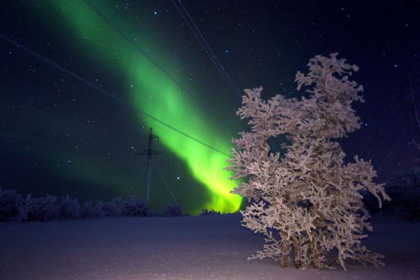 Северное сияние в Мурманской области - Sputnik Азербайджан