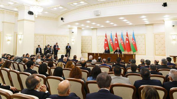 Президенты Азербайджана и Турции выступили с заявлениями для печати - Sputnik Азербайджан
