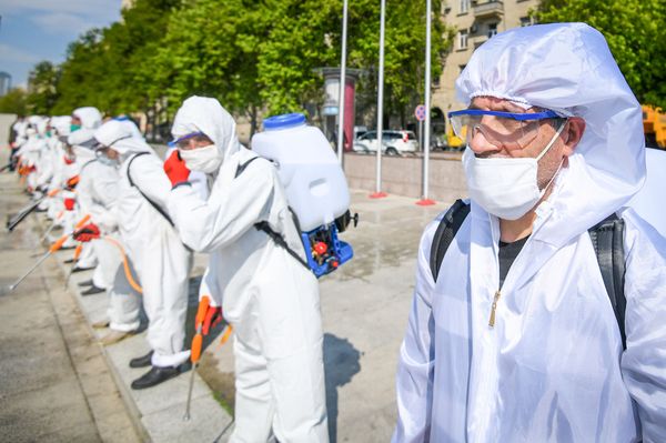 Дезинфекционные работы на улицах Баку - Sputnik Азербайджан