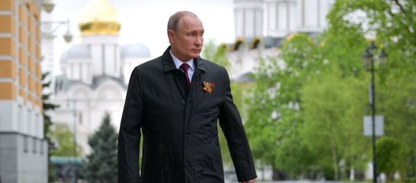 Президент РФ Владимир Путин перед началом воздушного парада, посвященного 75-летию Победы в Великой Отечественной войне - Sputnik Азербайджан