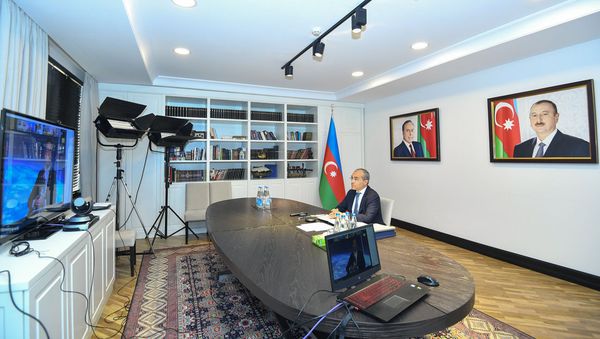 Министр экономики Микаил Джаббаров принял участие в заседании Региональной группы действий Всемирного экономического форума в формате видеоконференции - Sputnik Азербайджан