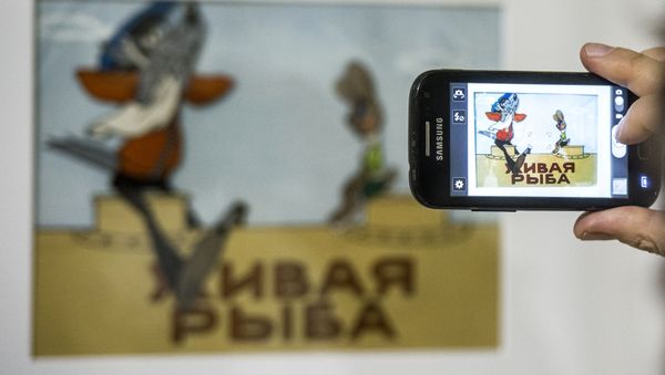 Стенд с персонажами мультфильма Ну, погоди! - Sputnik Азербайджан